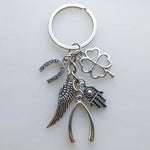 Hand Fatima Wings Clover Good Luck Keyring