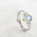 Retro Angel Wings Black Heart Rings