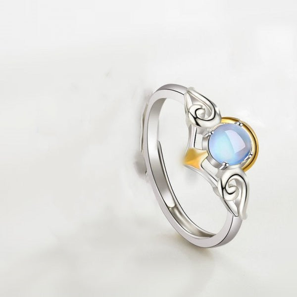 Retro Angel Wings Black Heart Rings