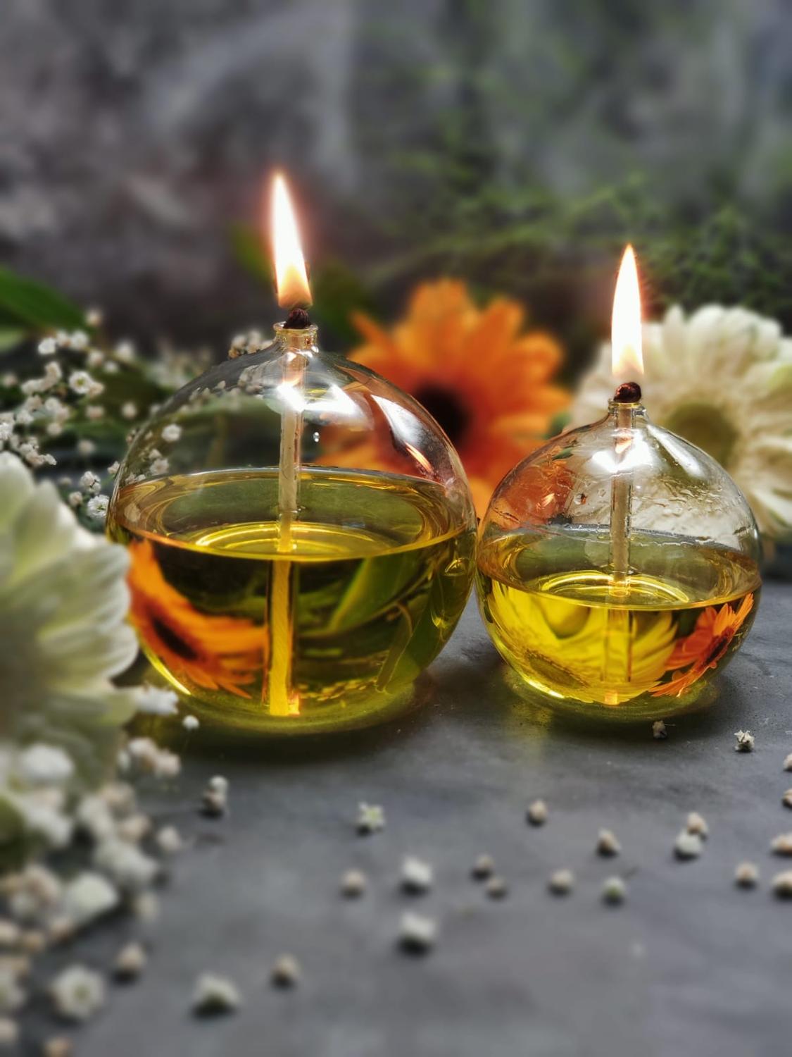 Glass Oil Lamp Elegant Candle