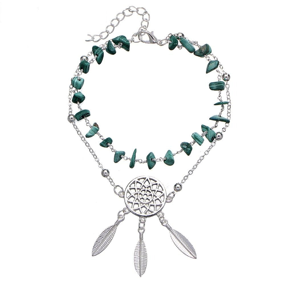 Irregular Green Stone Anklets