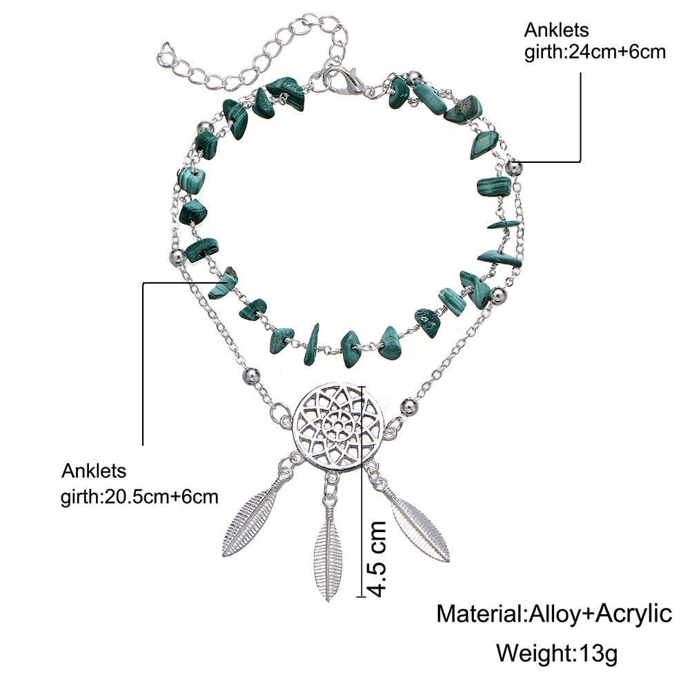 Irregular Green Stone Anklets
