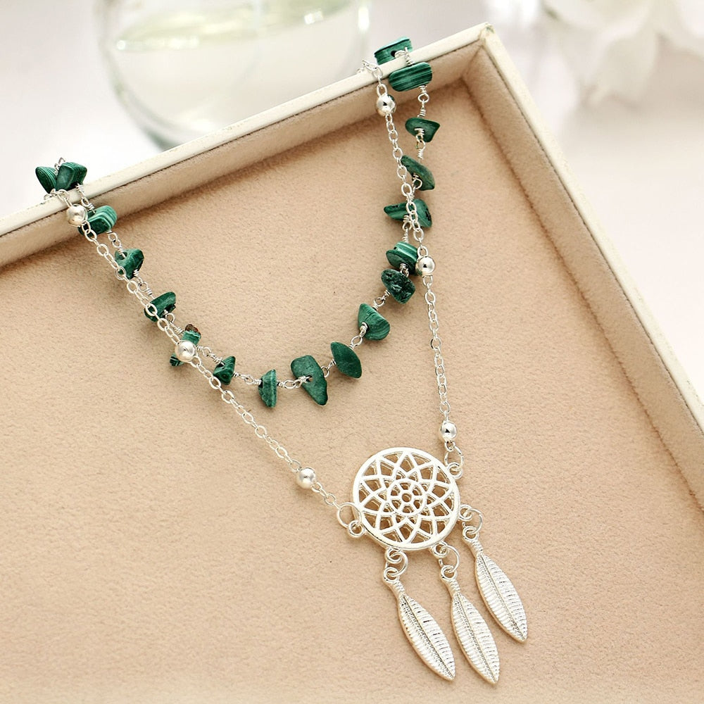 Irregular Green Stone Anklets