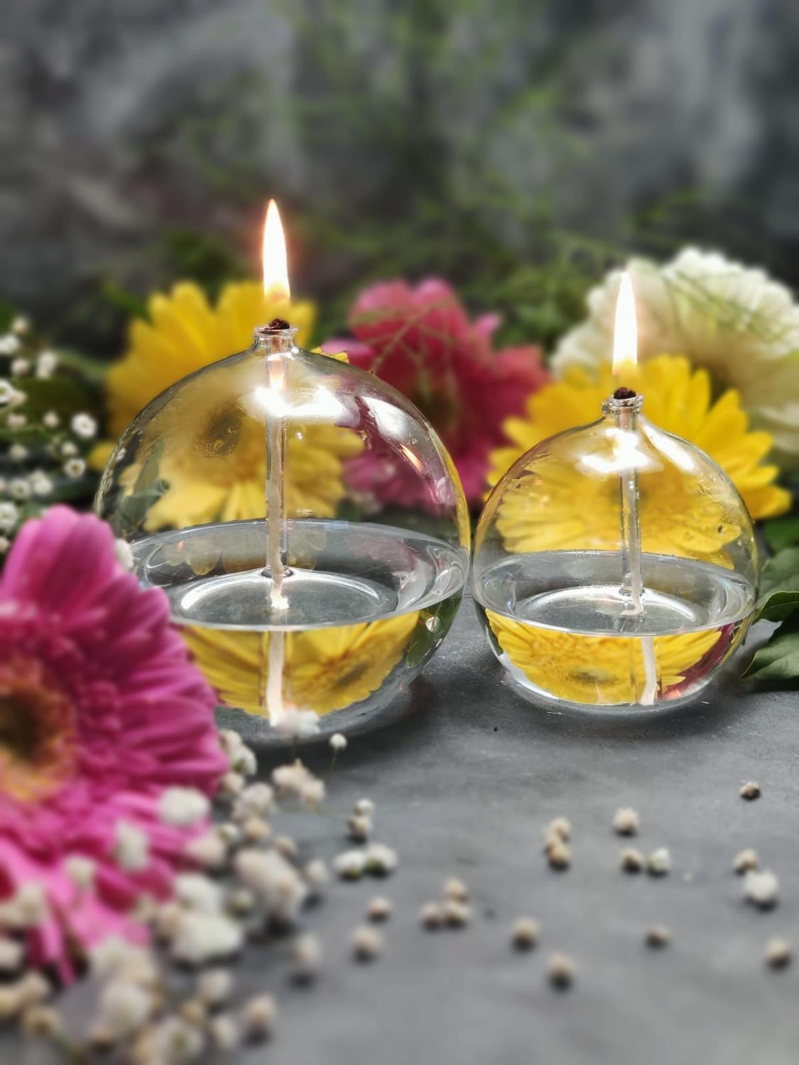 Glass Oil Lamp Elegant Candle