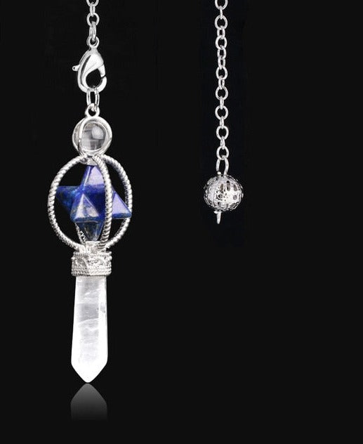 CSJA MERKABA DOWSING PENDULUM QUARTZ NATURAL STONE CRYSTAL PINK REIKI HEALING PENDULE PENDANT PENDULUMS FOR RADIESTHESIA F770
