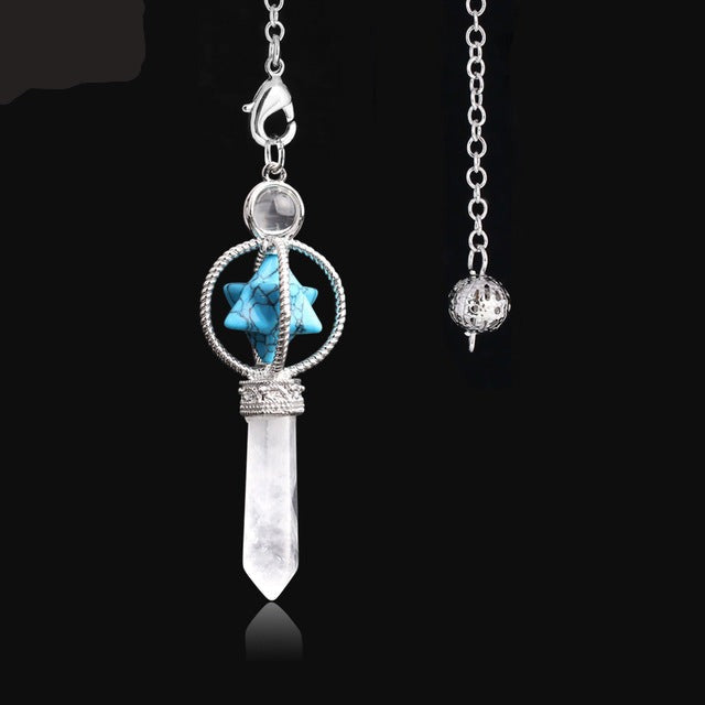 CSJA MERKABA DOWSING PENDULUM QUARTZ NATURAL STONE CRYSTAL PINK REIKI HEALING PENDULE PENDANT PENDULUMS FOR RADIESTHESIA F770