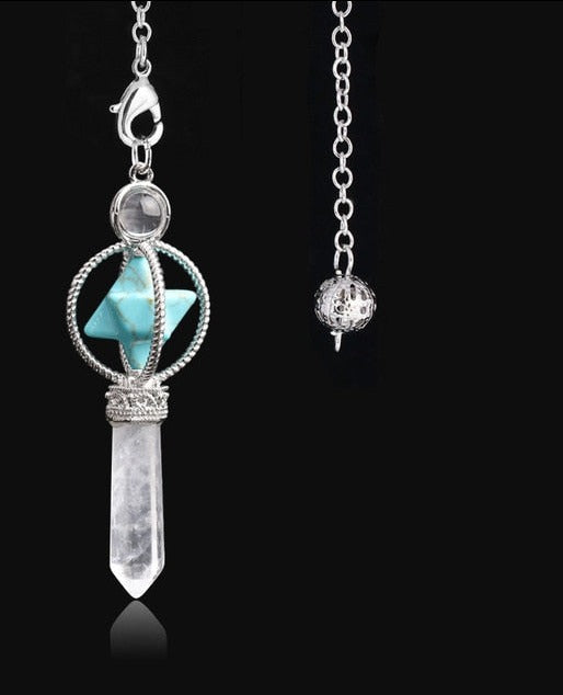 DOWSING PENDULUM QUARTZ NATURAL STONE CRYSTAL PINK REIKI HEALING PENDULE PENDANT PENDULUMS