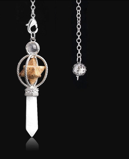 CSJA MERKABA DOWSING PENDULUM QUARTZ NATURAL STONE CRYSTAL PINK REIKI HEALING PENDULE PENDANT PENDULUMS FOR RADIESTHESIA F770