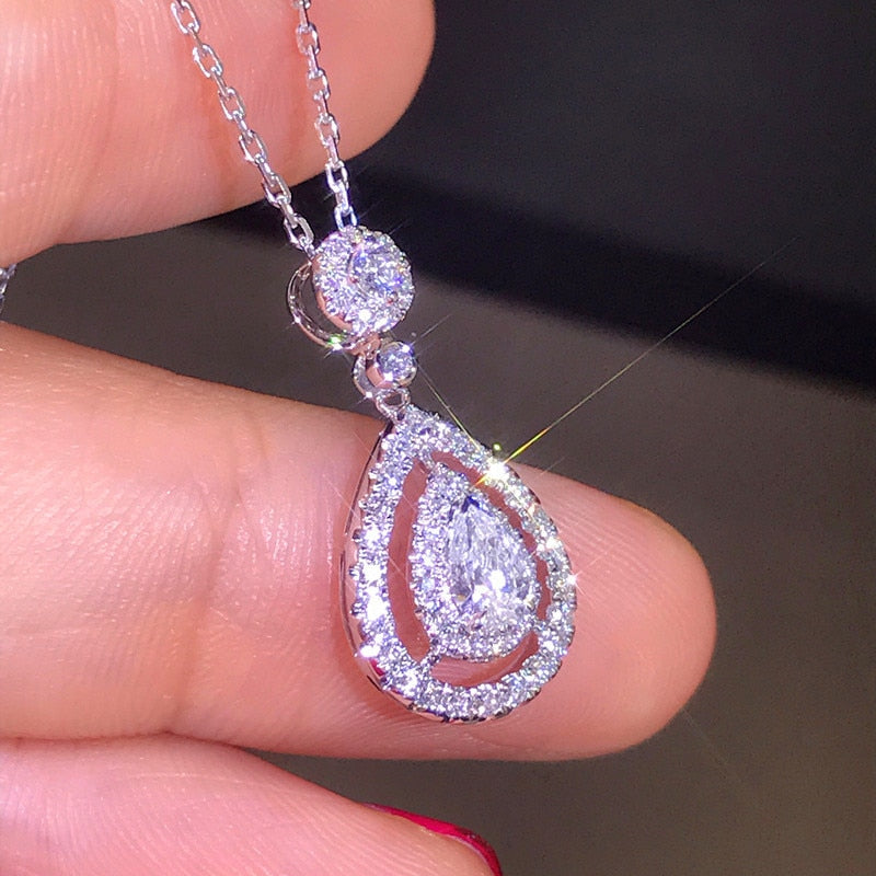 Water Drop Pendant -Zircon Stone