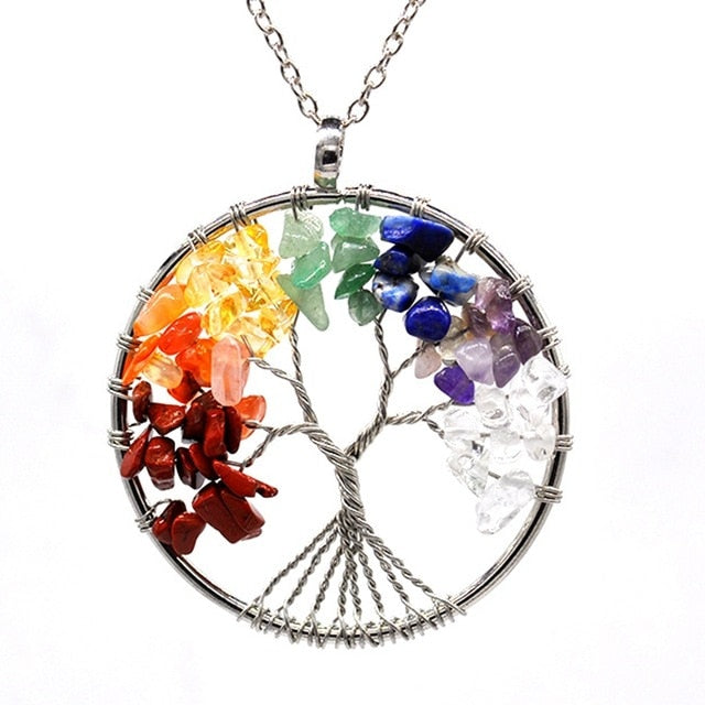 CRYSTAL PENDANT- 7 CHAKRA TREE OF LIFE