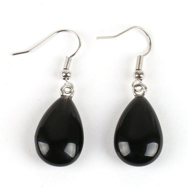 Water Drop Opal Crystal Lazuli Beads Dangle Natural Pendant Stone Earring