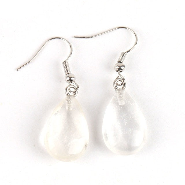 Water Drop Opal Crystal Lazuli Beads Dangle Natural Pendant Stone Earring