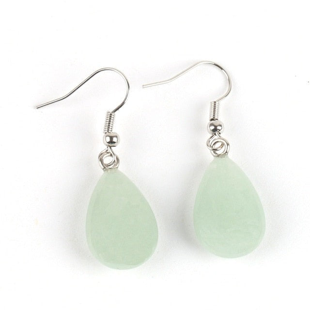 Water Drop Opal Crystal Lazuli Beads Dangle Natural Pendant Stone Earring