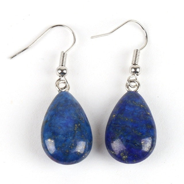 Water Drop Opal Crystal Lazuli Beads Dangle Natural Pendant Stone Earring