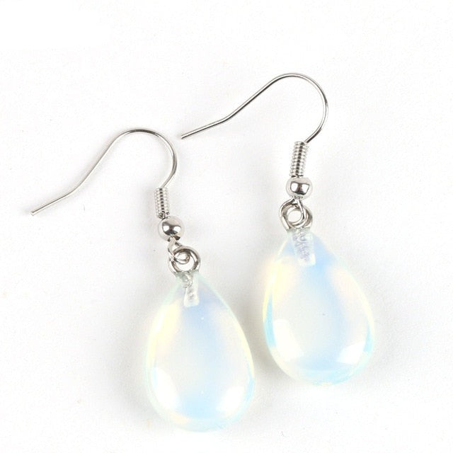 Water Drop Opal Crystal Lazuli Beads Dangle Natural Pendant Stone Earring