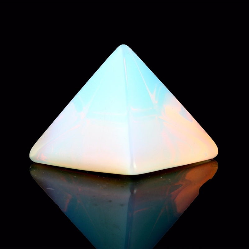 Natural Stone Carved Opalite Opal Pyramid