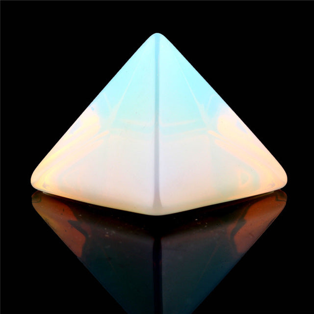 Natural Stone Carved Opalite Opal Pyramid