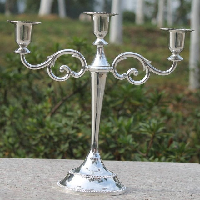 3-Arms Metal Pillar Candle Holders