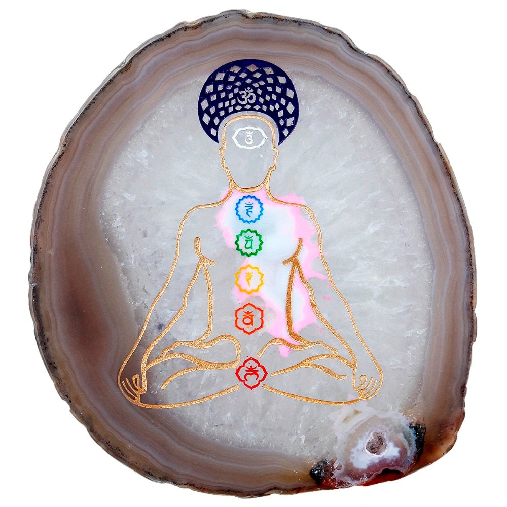 7 Chakra Agate Slices Geode Stones Cup Mat Healing Crystal