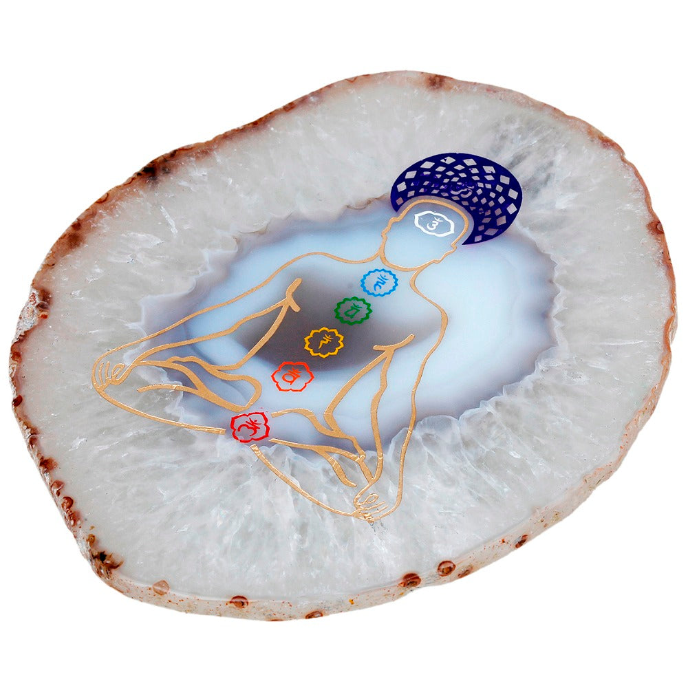 7 Chakra Agate Slices Geode Stones Cup Mat Healing Crystal
