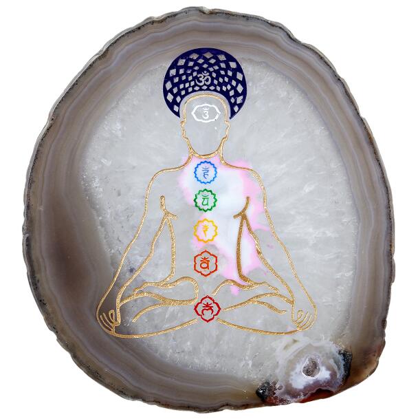 7 Chakra Agate Slices Geode Stones Cup Mat Healing Crystal