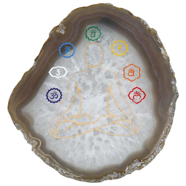 7 Chakra Agate Slices Geode Stones Cup Mat Healing Crystal