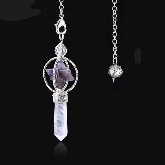 CSJA MERKABA DOWSING PENDULUM QUARTZ NATURAL STONE CRYSTAL PINK REIKI HEALING PENDULE PENDANT PENDULUMS FOR RADIESTHESIA F770