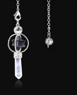 CSJA MERKABA DOWSING PENDULUM QUARTZ NATURAL STONE CRYSTAL PINK REIKI HEALING PENDULE PENDANT PENDULUMS FOR RADIESTHESIA F770