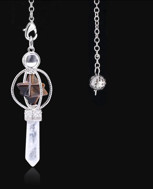 DOWSING PENDULUM QUARTZ NATURAL STONE CRYSTAL PINK REIKI HEALING PENDULE PENDANT PENDULUMS