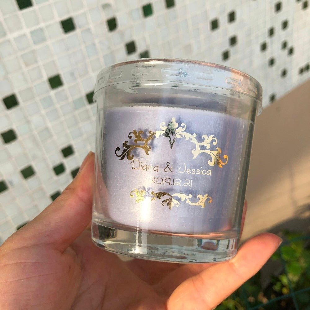 Wedding Shower Baptism gifts candle jar stickers bottle labels Personalised