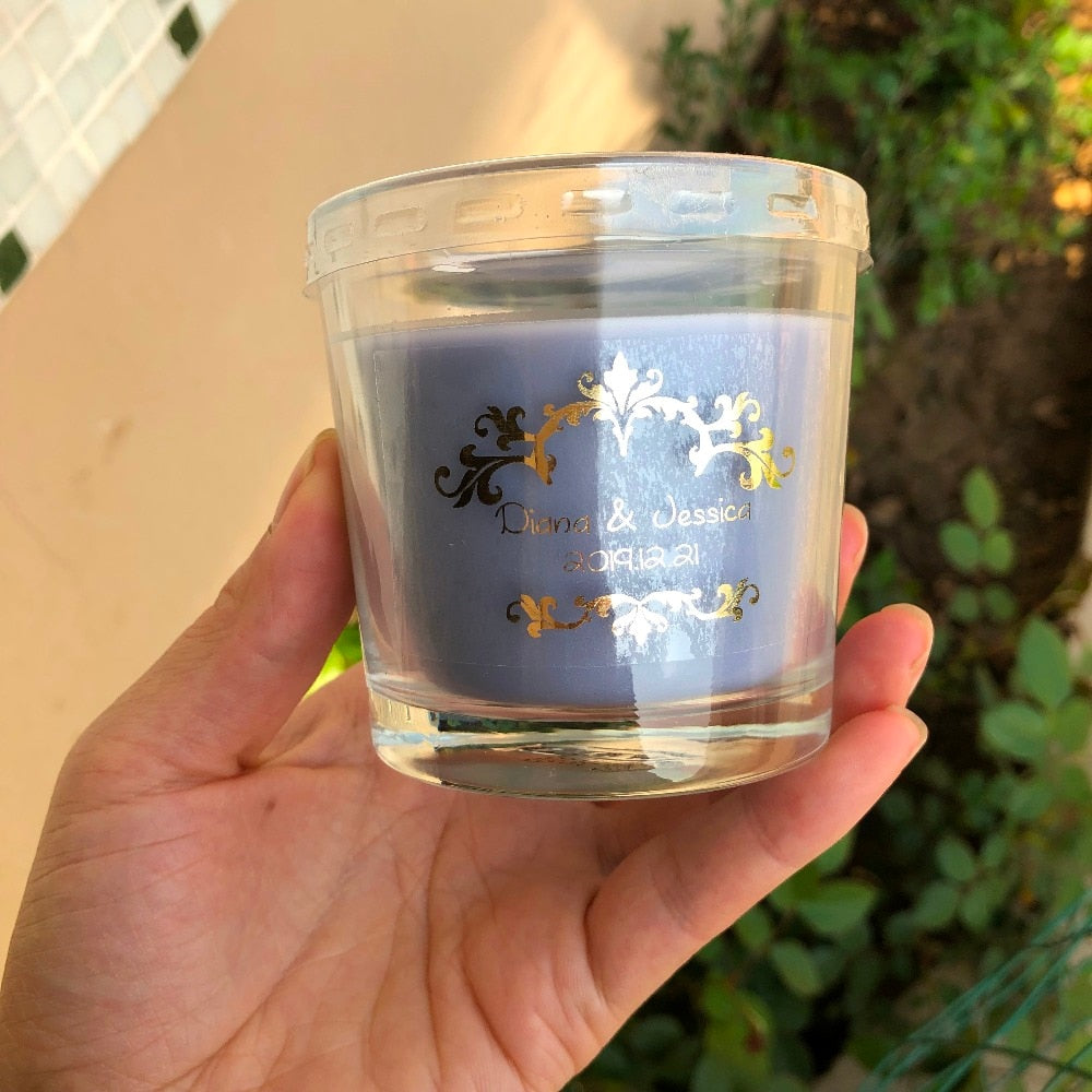 Wedding Shower Baptism gifts candle jar stickers bottle labels Personalised