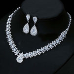 SILVER DROP EARRING NECKLACE SET