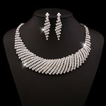SILVER DROP EARRING NECKLACE SET
