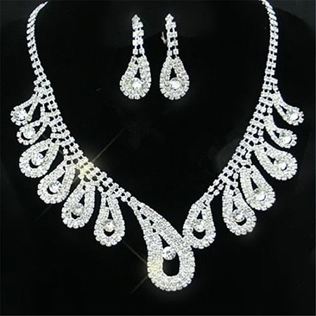 SILVER DROP EARRING NECKLACE SET