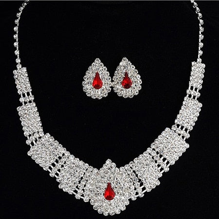 SILVER DROP EARRING NECKLACE SET
