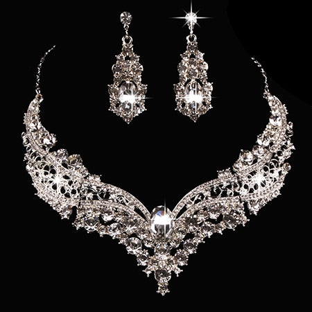 SILVER DROP EARRING NECKLACE SET